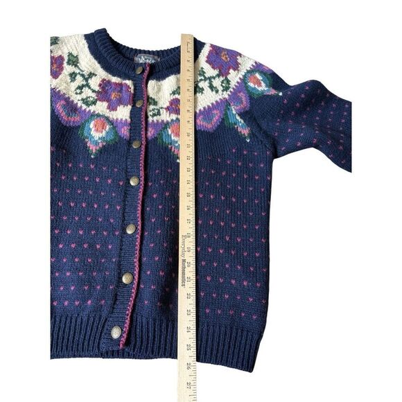 Woolrich Vintage Heart Floral Button Front Wool Cardigan size S - Picture 7 of 10